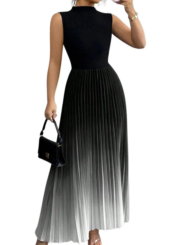 black maxi dress with white pleats Charlotte Ombre Pleated Maxi Dress – Claire & Sophie