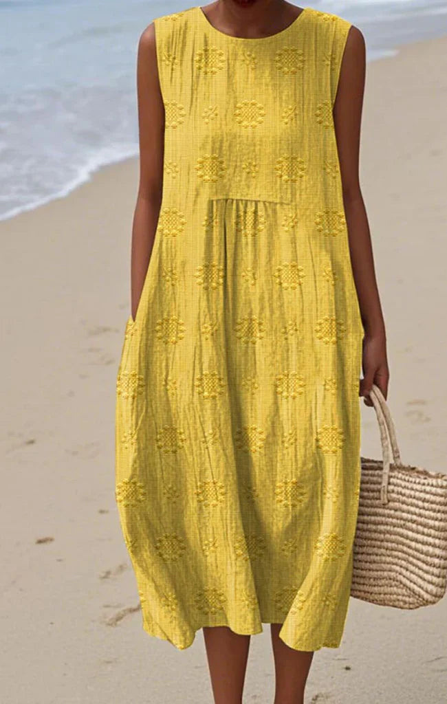 Marlen Elegant Sleeveless Cotton Pocket Dress