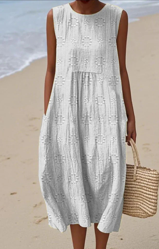 Marlen Elegant Sleeveless Cotton Pocket Dress