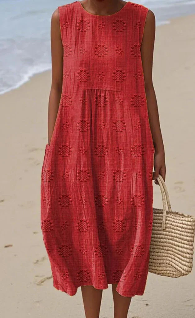 Marlen Elegant Sleeveless Cotton Pocket Dress
