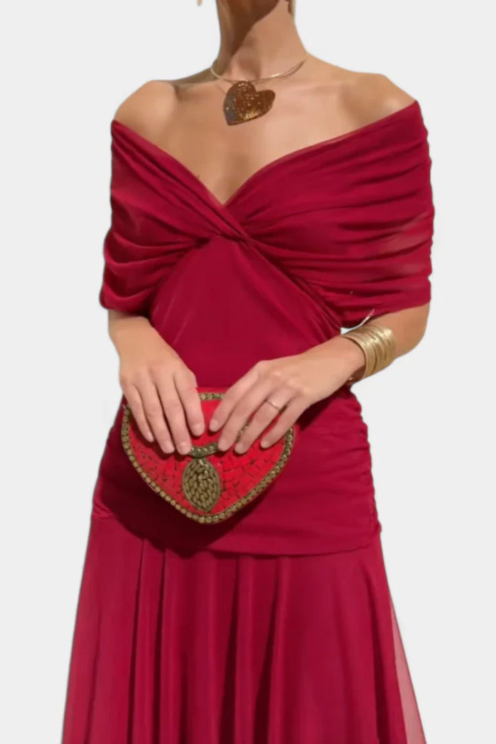Zerelle Long Floral V Neck Dress