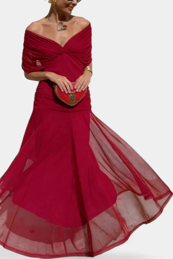 Zerelle Long Floral V Neck Dress