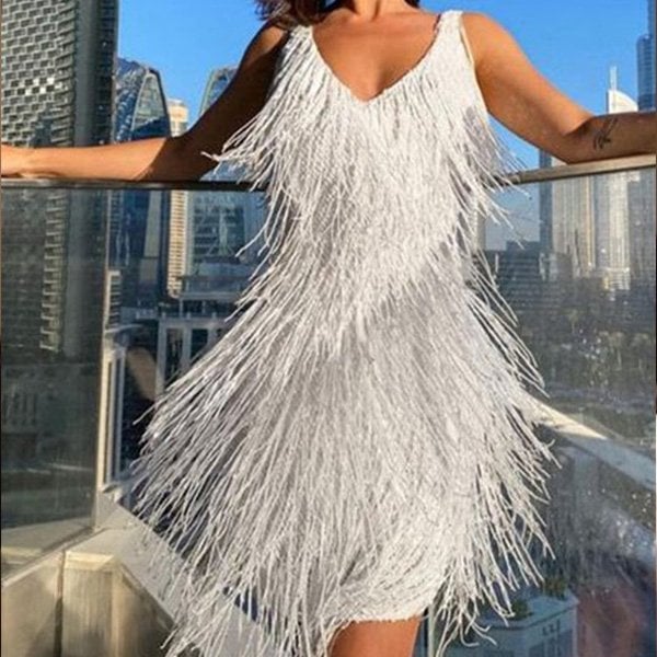 Grace Elegant Fringe Party Dress