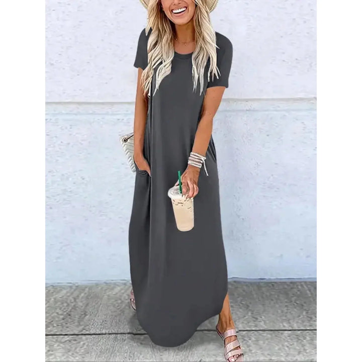Lucille Casual Summer Round Neck Maxi Dress