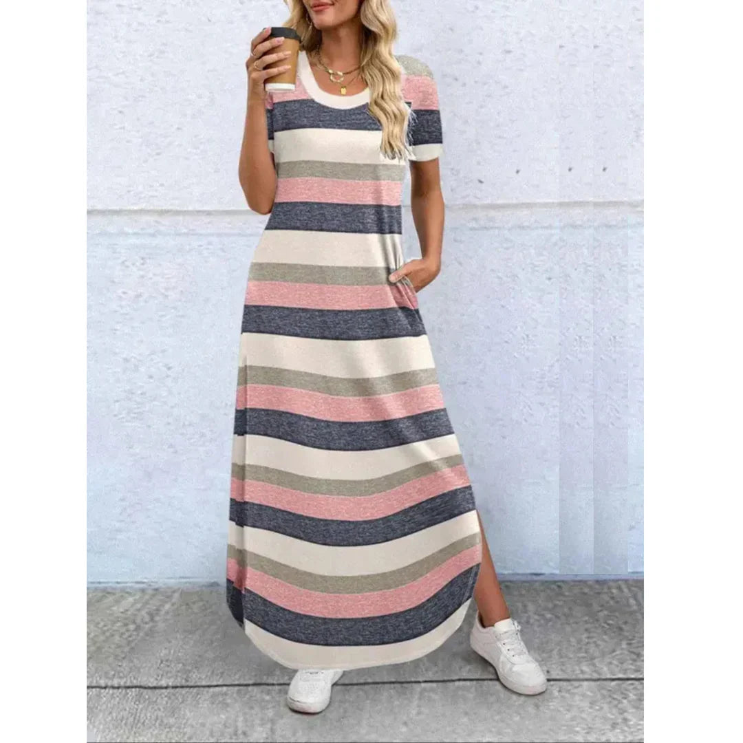 Lucille Casual Summer Round Neck Maxi Dress