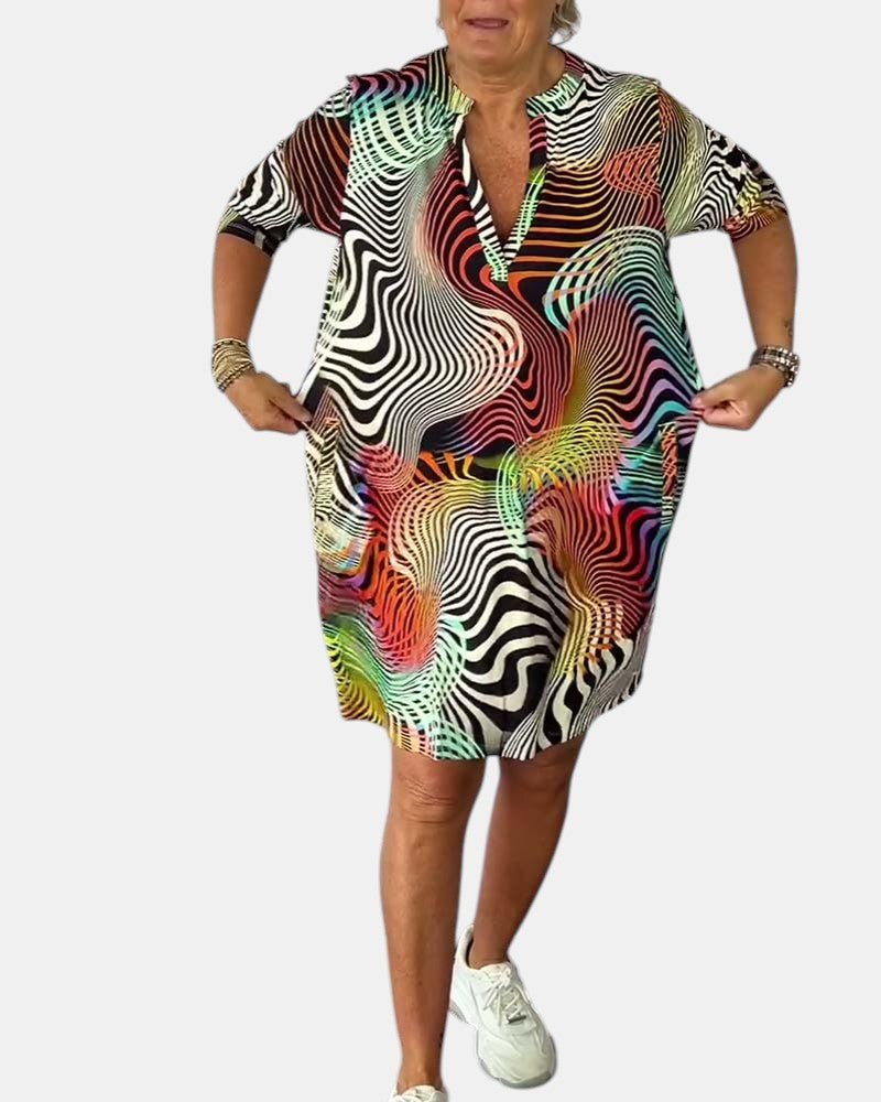 Jessica™ | V-Neck Dress – Light, Colorful &amp; Easy Fit
