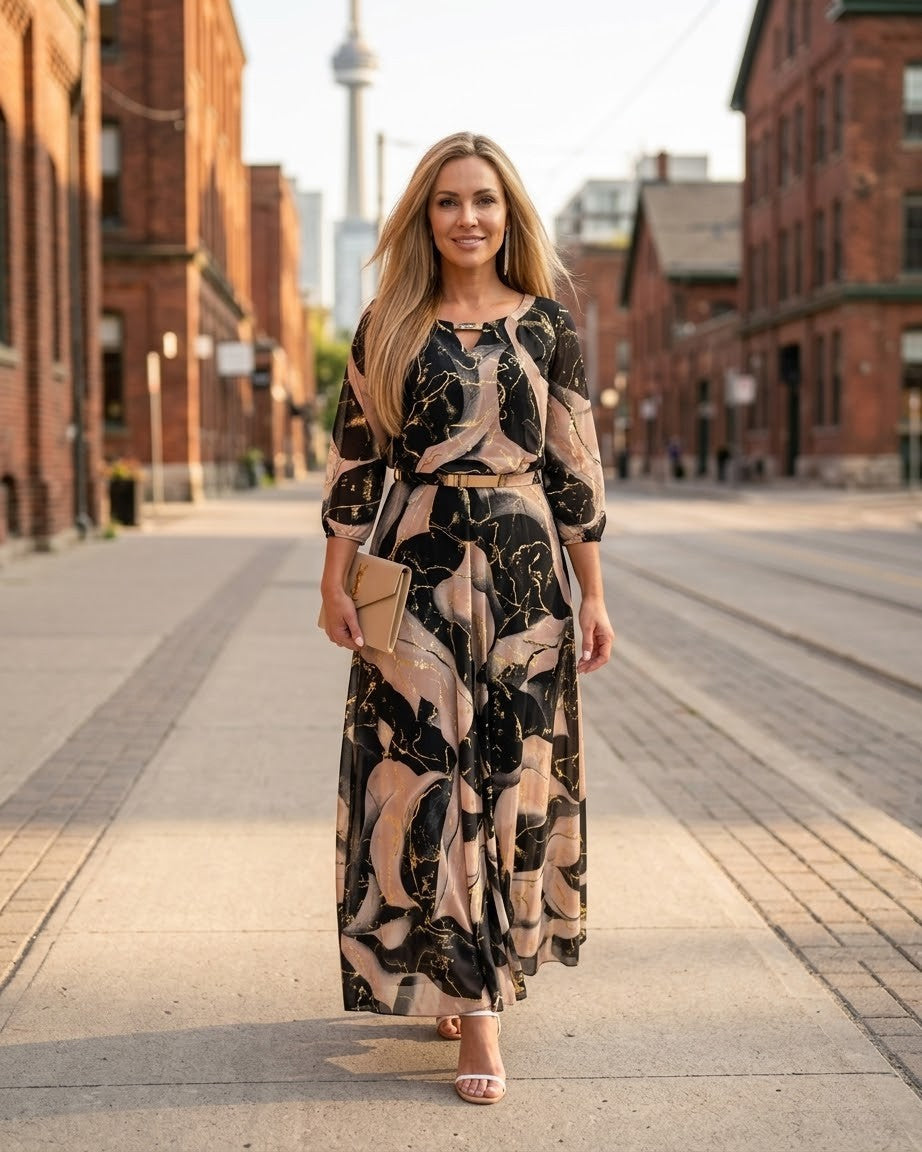 Emma Printed Chiffon Dress