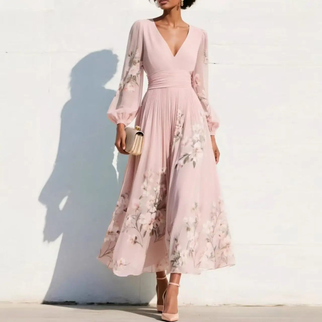 Olivia | Floral Midi Dress – Soft, Effortless Elegance