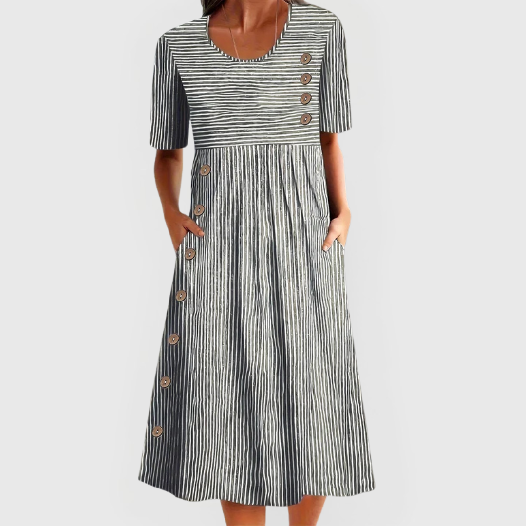 Wanda | Striped Midi Dress – Light, Everyday Ease