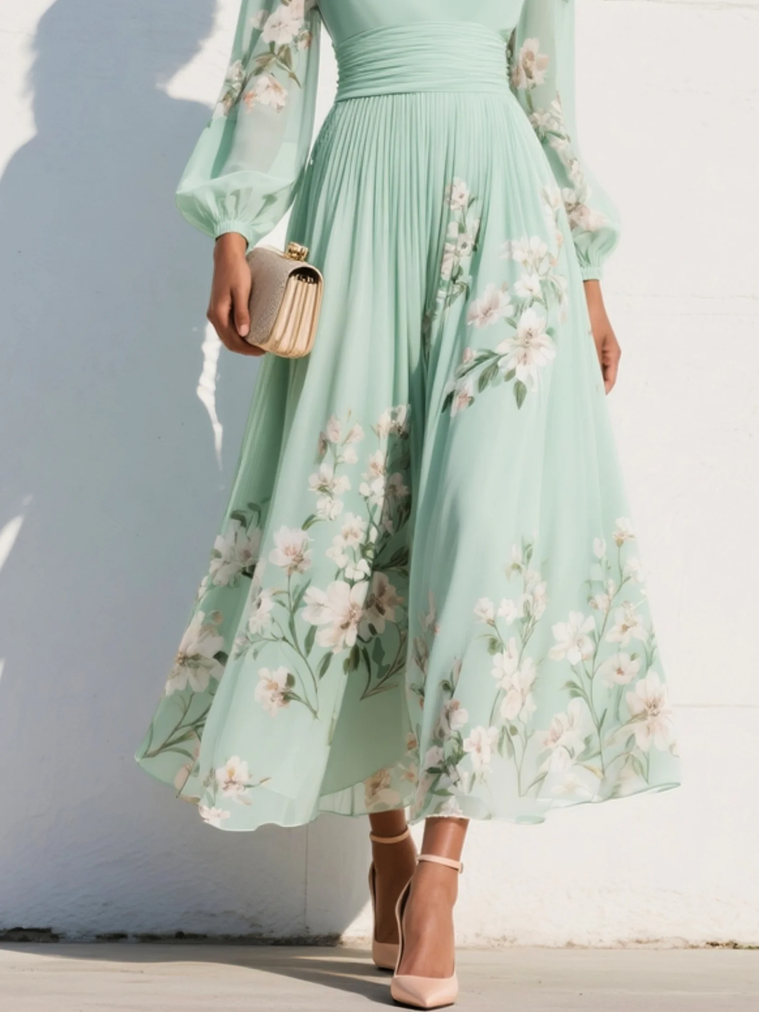 Olivia | Floral Midi Dress – Soft, Effortless Elegance