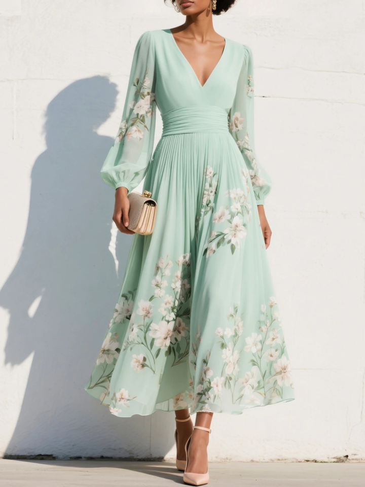 Olivia | Floral Midi Dress – Soft, Effortless Elegance