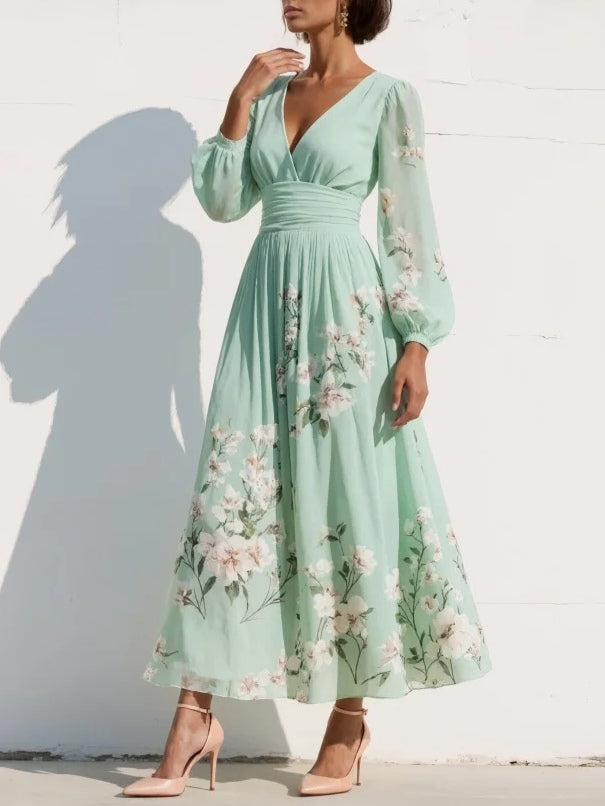 Olivia | Floral Midi Dress – Soft, Effortless Elegance