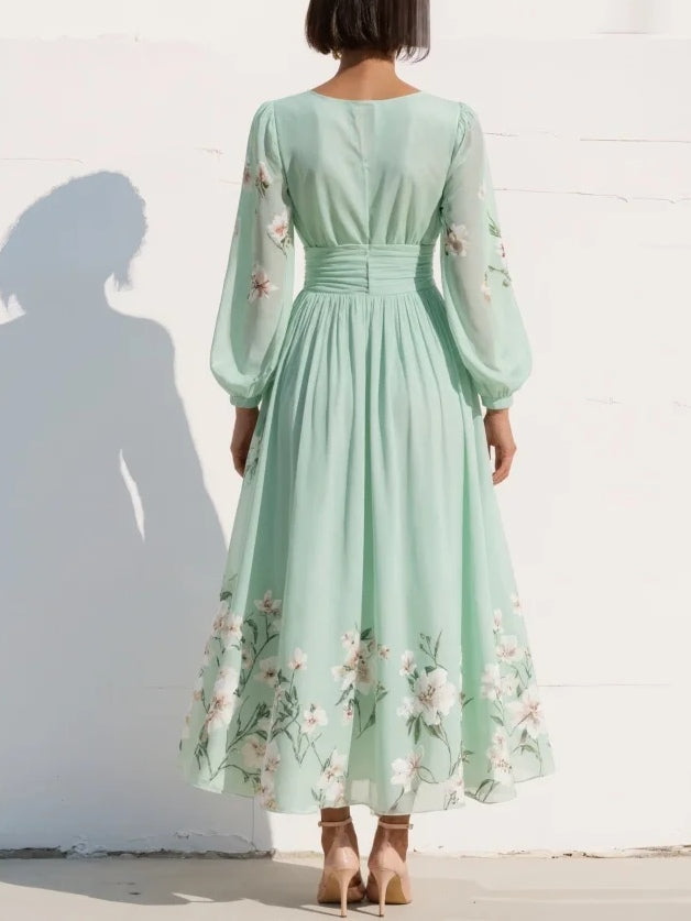 Olivia | Floral Midi Dress – Soft, Effortless Elegance